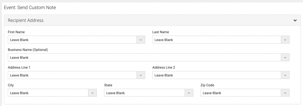 Recipeint and address fields