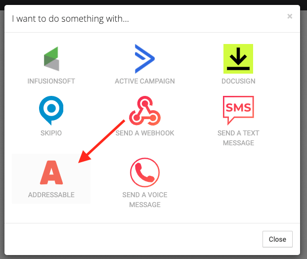 Arrow pointing to Addressable Icon